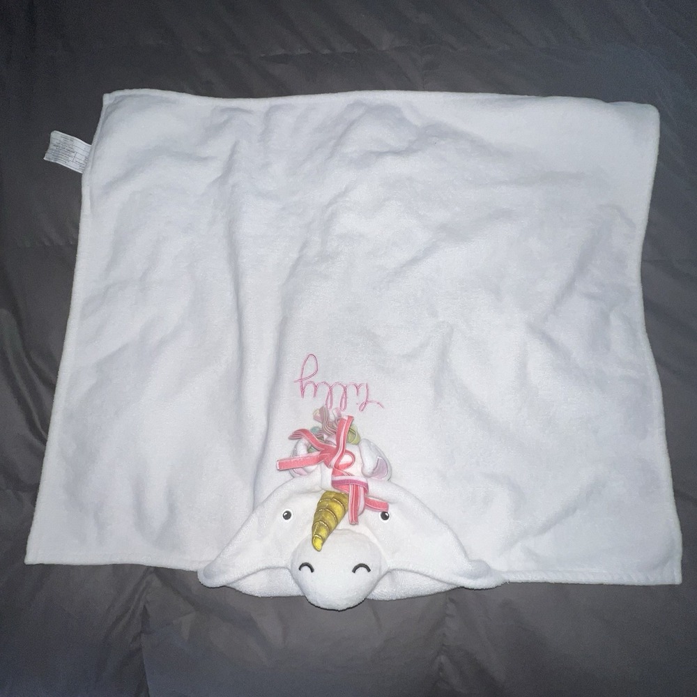 Pottery Barn Kids Critter Plush Kid Hooded Towel Collection Unicorn Engraved